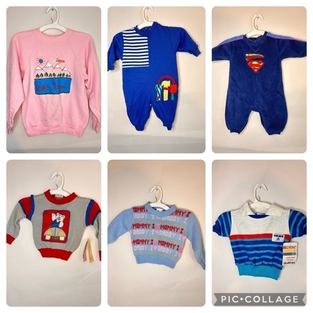 Vintage Kids Clothing Lot Sweaters One Piece Fleece Boys Girls Sizes Vary